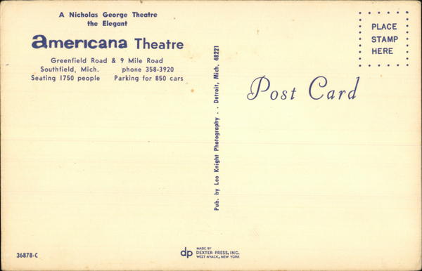 Americana Theatre - OLD POSTCARD